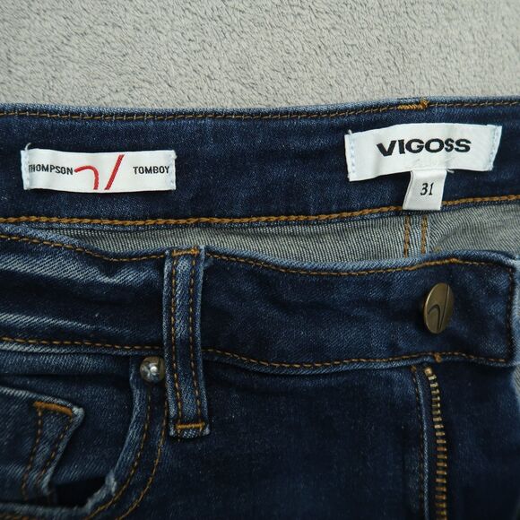 VIGOSS Jeans Women's 31 Mid-Rise Thompson Tomboy Skinny 28" Inseam Distressed - Picture 9 of 16